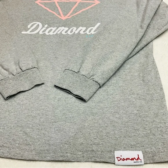 Diamond Supply Co. Women’s Medium  ’Diamond Life’ Gray Long Sleeve Tee Shirt - Picture 5 of 9